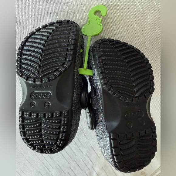 NEW CROCS Toddler Size 5 Black Slippers Glitter Design - Picture 4 of 5
